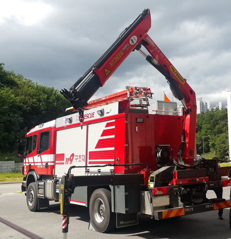 춘천소방서, 다목적 구조차 크레인 조작능력향상 교육